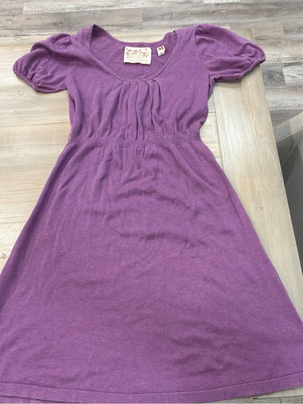 Rare Vintage TROVATA Cotton Knit A Line Midi Dress Purple Size medium